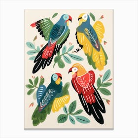 Folk Style Bird Painting Macaw 1 Canvas Print