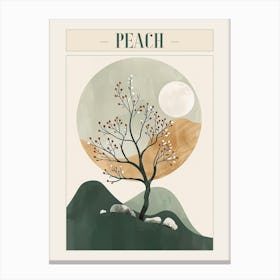 Peach Tree Minimal Japandi Illustration 2 Poster Canvas Print