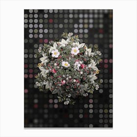 Vintage White Candolle's Rose Flower Wreath on Dot Bokeh Pattern n.0718 Canvas Print
