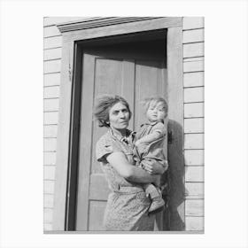 Mrs, John Baker And Baby On Steps Of Farm Home,Divide County, North Dakota By Russell Lee Canvas Print