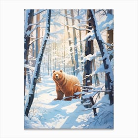 Winter Brown Bear 1 Illustration Canvas Print