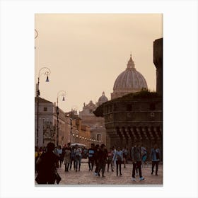 People Walking In Rome Canvas Print