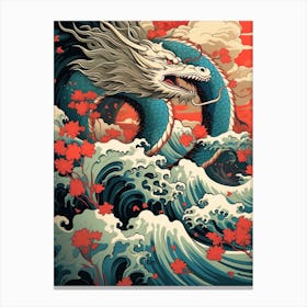 Dragon Animal Drawing In The Style Of Ukiyo E 1 Canvas Print