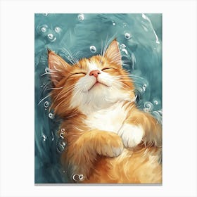 Happy Orange Cat Floating on Water 8 Canvas Print