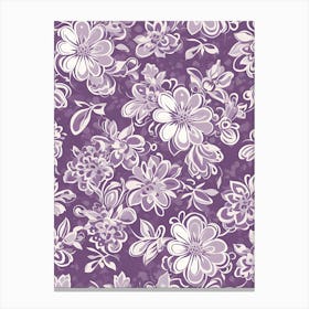 Vintage Purple Floral Pattern Canvas Print