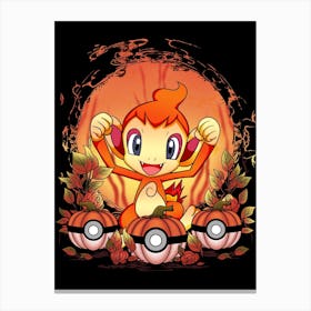 Chimchar Spooky Night - Pokemon Halloween Canvas Print