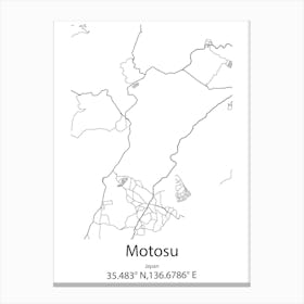 Motosu,Japan Minimalist Map Canvas Print