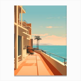 Malibu Beach California Mediterranean Style Illustration 1 Canvas Print