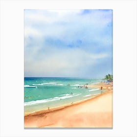Baga Beach 2, Goa, India Watercolour Canvas Print
