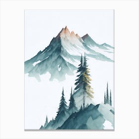 Mountain And Forest In Minimalist Watercolor Vertical Composition 129 Canvas Print