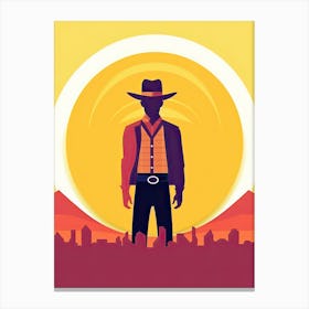 Cowboy In The Sunset Canvas Print