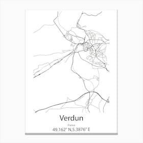 Verdun,France Minimalist Map Canvas Print