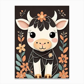 Floral Cute Baby Cow Nursery (11) Canvas Print