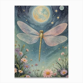 Dragonfly In The Moonlight Canvas Print