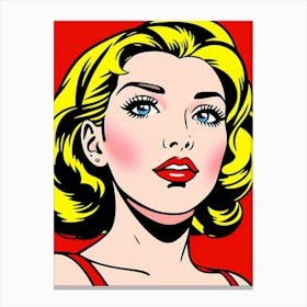 Dazzling in Dots: A Pop Art Vision of Feminine Grace Pop Portrait Canvas Print