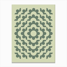 Midcentury Modern Abstract Geometric Flower Pattern Floral in forest sage green Canvas Print