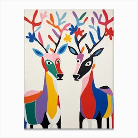 Colourful Kids Animal Art Caribou 1 Canvas Print