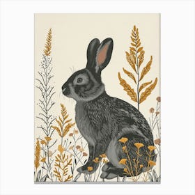 Californian Blockprint Rabbit Illustration 4 Canvas Print