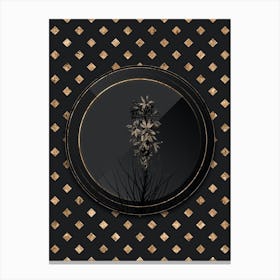 Shadowy Vintage Yellow Asphodel Botanical in Black and Gold 1 Canvas Print