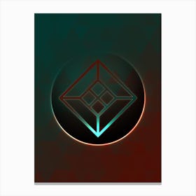 Geometric Neon Glyph on Jewel Tone Triangle Pattern 122 Canvas Print