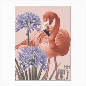 Jamess Flamingo And Agapanthus Minimalist Illustration 2 Canvas Print