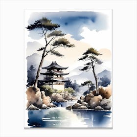 Japanese Landscape Watercolor Painting (89) Canvas Print