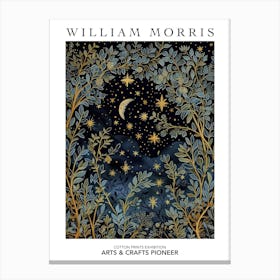 William Morris Print Night Sky Botanical Moon Poster Vintage Wall Art Textiles Art Vintage Poster Canvas Print