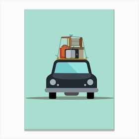 Car With Luggage On Top Canvas Print