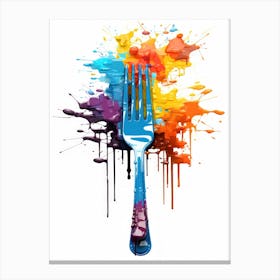 Fork With Paint Splashes Canvas Print