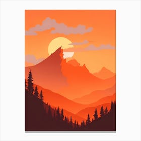 Misty Mountains Vertical Composition In Orange Tone 91 Canvas Print