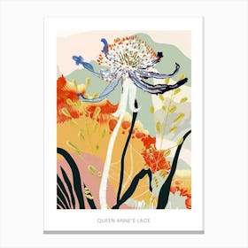 Colourful Flower Illustration Poster Queen Annes Lace 4 Canvas Print