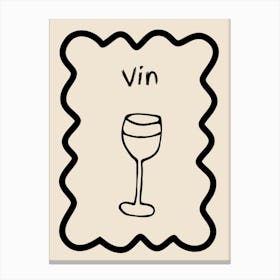 Wine Doodle Poster French B&W Canvas Print