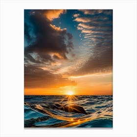 Sunset Over The Ocean-Reimagined 2 Canvas Print