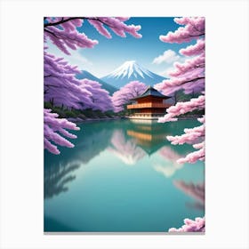 Fukui Cherry Blossoms Mount Fuji Japan Canvas Print