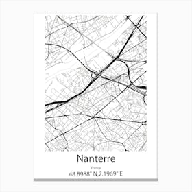 Nanterre,France Minimalist Map Canvas Print