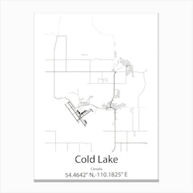 Cold Lake,Canada Minimalist Map Canvas Print