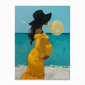 Pregnant Woman Blowing Bubbles 4 Canvas Print