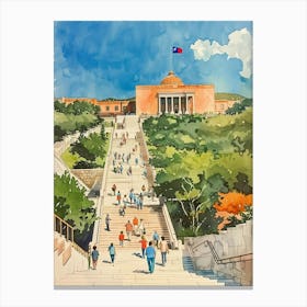 Storybook Illustration The Bullock Austin Texas State History Museum 1 Canvas Print