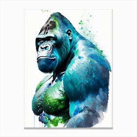 Gorilla Beating Chest Gorillas Mosaic Watercolour 1 Canvas Print