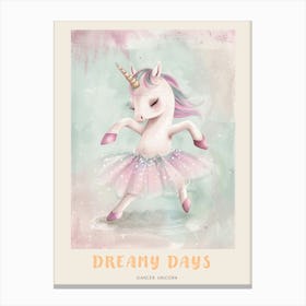 Pastel Unicorn Storybook Style In A Tutu 2 Poster Leinwandbild