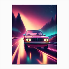 Neon Car On The Road Canvas Print