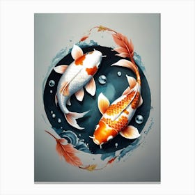 Koi Fish Yin Yang Painting (2) Canvas Print