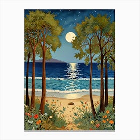 William Morris Moonlight On The Beach 2 Canvas Print