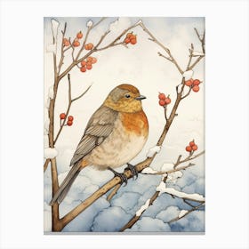 Bird Illustration Bluebird 3 Canvas Print