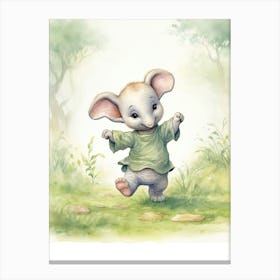 Elephant Painting Practicing Tai Chi Watercolour 4 Canvas Print