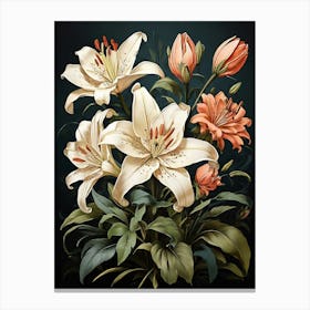 Lilies Flower Illustration Art Print 2 Canvas Print