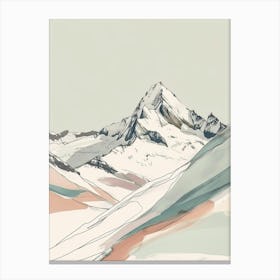 Grossglockner Austria Color Line Drawing (3) Canvas Print