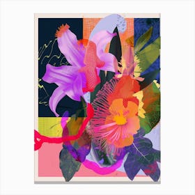 Coral Bells 2 Neon Flower Collage Canvas Print