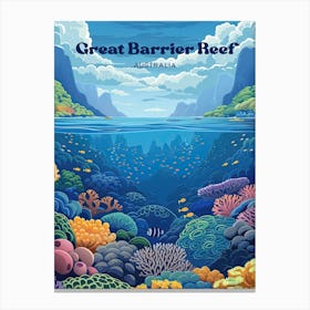 Great Barrier Reef Coral Reef Digital Travel Art Canvas Print