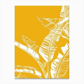 Banana Leaves On Yellow Background 1 Canvas Print